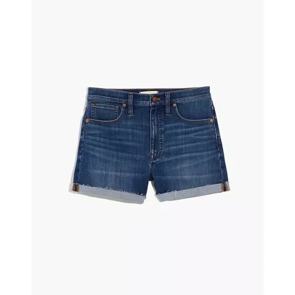 Madewell Women's High-Rise Denim Shorts Cut-Off Cuffed Hem Pockets Size 28